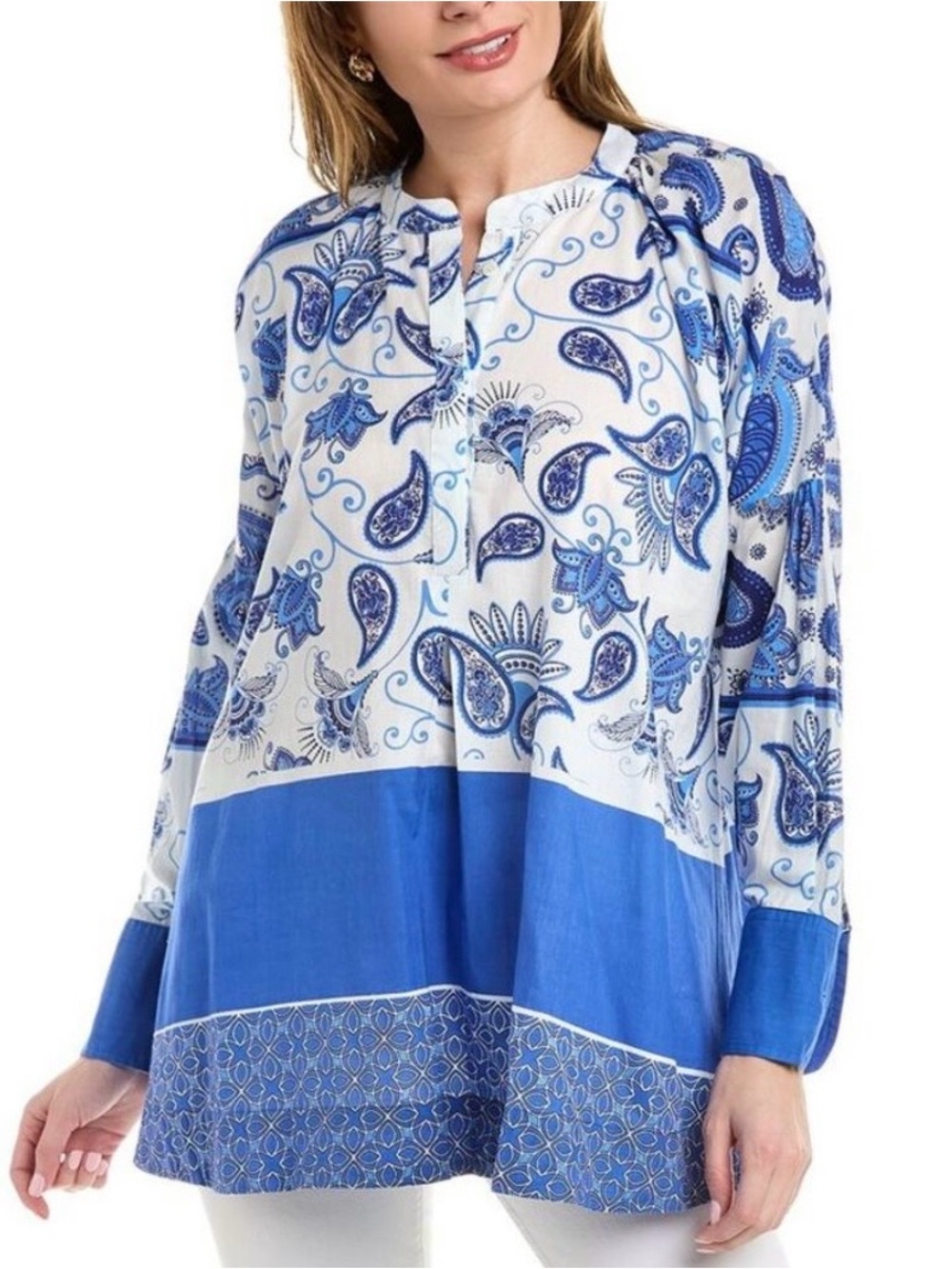 Ro's Garden Isadora Shirt Blue and White Size Medium